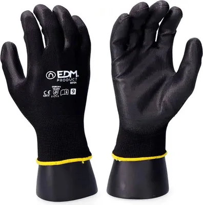 Obrázek produktu pro Edm Polyesterové zahradnické pracovní rukavice černé 9 černé 9