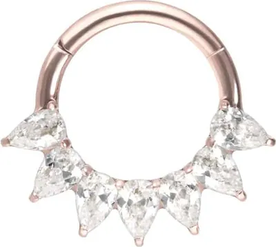 Produktbild von Ohrpiercing, Nasenpiercing, Septum Piercing Titan Segmentring Clicker 7 EINGEFASSTE KRISTALLTROPFEN