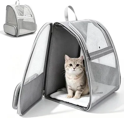Produktbild von Hundetrage – Grau – Transporttasche für Katzen und kleine Hunde – Faltbarer Transportkorb für Haustiere