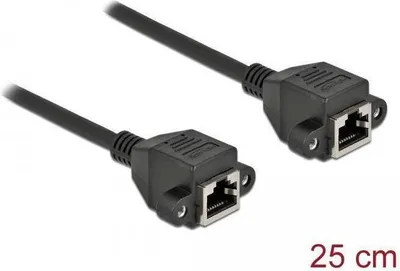 Image de Câble de rallonge réseau Delock S/FTP, prise RJ45 vers Cat.6A, 25 cm, noir - Rallonge - Réseau