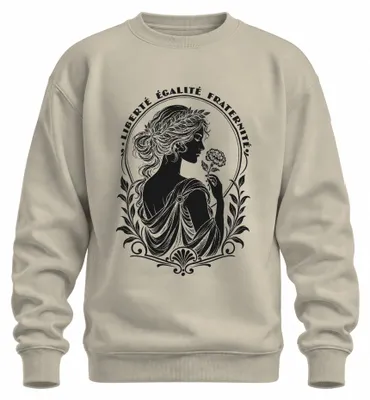 Zdjęcie produktu dla "Liberté, Égalité, Fraternité" - bluza z nadrukiem, ironia, naturalny kolor, rozmiar M
