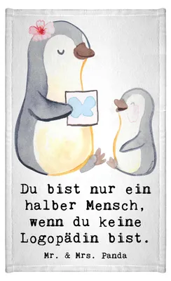 Produktbild von Mr. & Mrs. Panda Handtuch Logopädin Herz - Weiß - Geschenk, Ausbildung, Spruch, Gästetuch, Frotteehandtuch, Studium, Klein, Lustig, Frotteetuch, Kleines