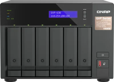 Produktbild von QNAP QVP-63B, NAS, Tower, Intel® Core™ i3, 16 GB, DDR4, 0 TB