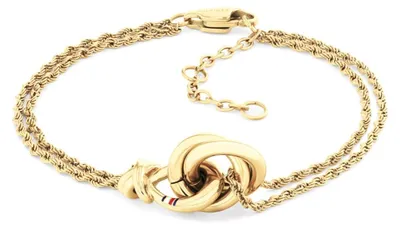 Produktbild von Tommy Hilfiger Jewelry Doppeltes Ketten-Armband für Damen aus Gelbgold mit einem