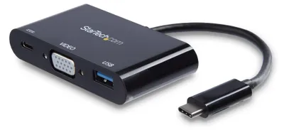 Productafbeelding van StarTech.com CDP2VGAUACP, Kabel, USB 3.2 Gen 1 (3.1 Gen 1) Type-C, 60 W, Zwart, 5 Gbit/s, 2048 x 1280 pixels