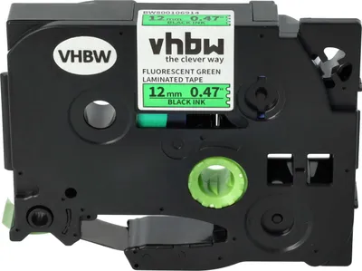 Produktbild von vhbw Schriftband-Kassette kompatibel mit Brother PT 50 Years, 550, 540, 520, 530, 540C, 500-Serie Etiketten-Drucker 8m x 12mm Schwarz auf Neon-Grün