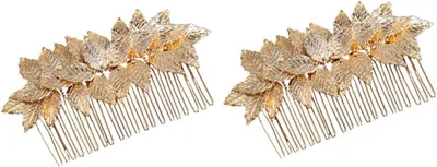 Produktbild von Haarkamm mit Blattgoldverzierung, Hochzeitsaccessoire, elegante Brautdekoration fš¹r Brautjungfern und Zeremonien, 10,5 x 5 x 2 cm