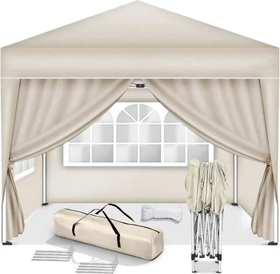Productafbeelding van Famanu Paviljoen - Opvouwbare partytent - 3x3 meter - Beige