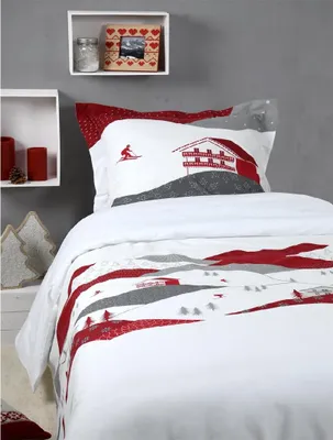 Image de Housse de couette + 1 taie 140 x 200 cm Albiez montagne