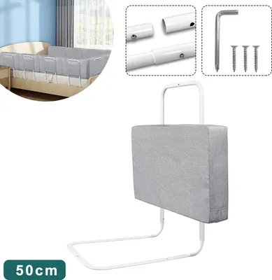 Produktbild von LZQ 50cm Bettschutzgitter, Bettgitter zum Vertikalen Heben, 5-Loch Höhenverstellbar, Rausfallschutz Kinderbettgitter für Kinder, Grau