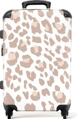 Produktbild von NoBoringSuitcases.com Hartschalen Koffer Mittelgroß 67x43x25 cm, 72L, Drucke für Frauen: Rosa, weiß - Pantherdruck, Reisekoffer mit 4 Rollen