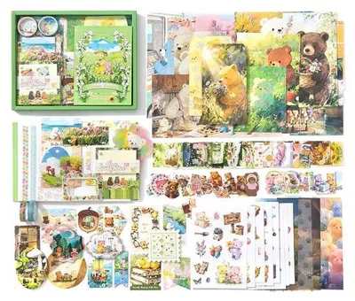 Produktbild von Simno® A6-Bullet-Journal-Set, 195 Teile, 12 Zubehörarten – Waldtraum