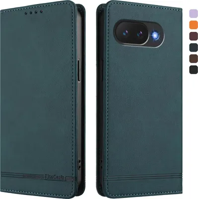 Obrázek produktu pro Pouzdro pro Google Pixel 10A, retroPolyuretankožené flip pouzdro s stojánkem a přihrádkami na karty Zelený
