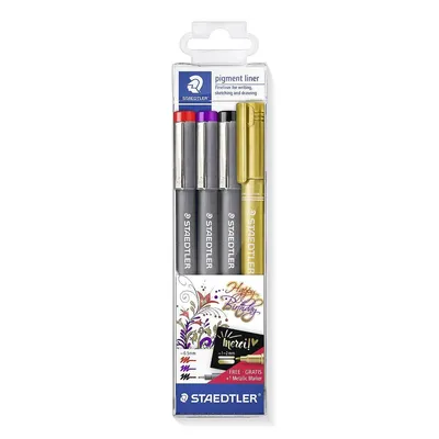 Obrázek produktu pro STAEDTLER® 308 SWP3P pigmentový liner 3 ks a 1 ks metalický fix
