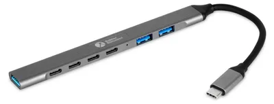 Image de Hub USB-C 7-en-1 BakkerElkhuizen (3 ports USB-A + 4 ports USB-C)