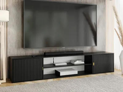 Produktbild von KierMoebel Tv Schrank ELI 4, Modern Lowboard Schwarz  206,4x42x38,8 cm