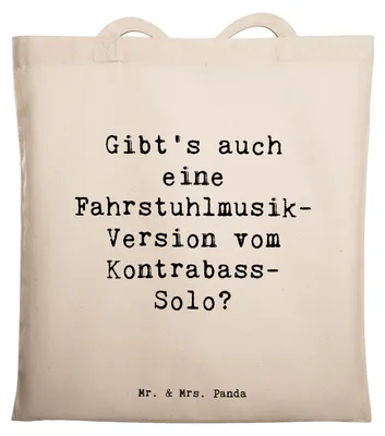 Produktbild von Mr. & Mrs. Panda Tote Bag Spruch Kontrabass Solo - Transparent - Geschenk, Sinfonieorchester, Lernen, Instrument, Musiker, Humor, Streichinstrument, totebag, Jutebeutel