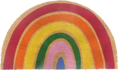Imagen del producto de Alfombrilla para pies Relaxdays, de coco, semicircular, 80x50 cm, felpudo de arcoíris, para interior y exterior, antideslizante, resistente a la intemperie, de colores
