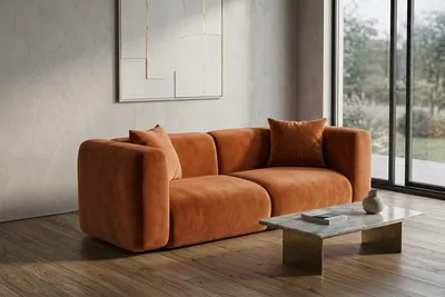 Produktbild von Kaiser Möbel Sofa 2-Sitzer, Velvet-Stoff Bluvel, Zimtfarbe, GRETA