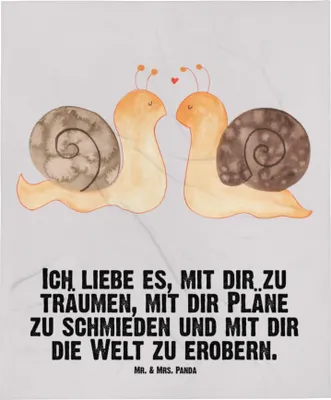 Produktbild von Mr. & Mrs. Panda Babydecke Schnecken Liebe - Grau Pastell - Geschenk, Kinderwagendecke, Schlummerdecke, Zukunft, Erstlingsdecke, Träume, Verliebt, Fleecedecke, Ehe, Plaid