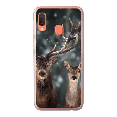 Produktbild von MuchoWow® Handyhülle Schutzhülle Hülle für Samsung Galaxy A20e Hirsche - Tiere - Winter - Geweih - Schnee - Natur Silikon Softcase Handy Hülle - Abdeckung