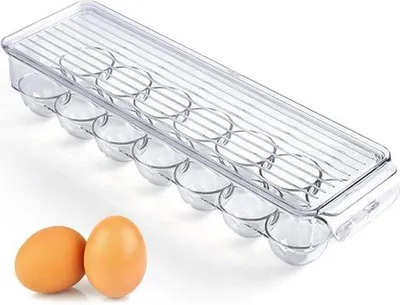 Image de Bac à œufs en plastique de 14 compartiments pour glacière de camping - 37 x 11 x 75 cm