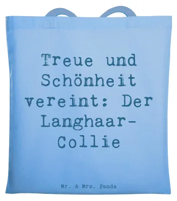 Produktbild von Mr. & Mrs. Panda Shopping Tasche Spruch Langhaar Collie - Sky Blue - Geschenk, majestätischer Hund, Hunderassen, treuer Freund, Einkaufstasche, canvas, Stoffbeutel, Hunde