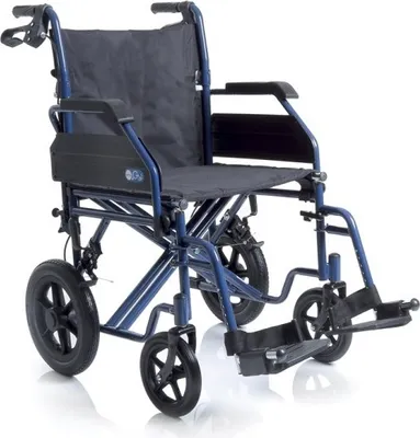 Productafbeelding van Moretti Opvouwbare transportrolstoel - Comfortabele zitting - Blauw/Zwart