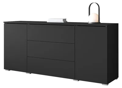 Produktbild von MIRJAN24  Kommode Vera, Griffloses Öffnungssystem, Sideboard, Stilvoll Highboard Schrank (Farbe: Schwarzer Graphit, ohne Beleuchtung)