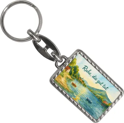 Produktbild von Ruhe, die gut tut Aquarell Tegernsee Schlüsselanhänger mit Bordüre