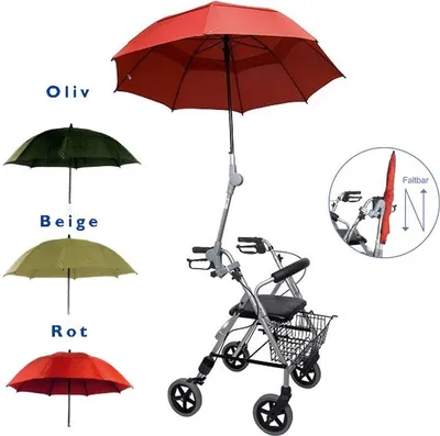 Produktbild von Parasol do rollatora "PROTECTOR" z zestawem mocującym, parasol, rollator, kolor: czerwony
