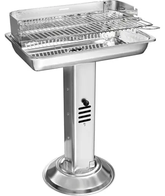 Image de Barbecue au charbon de bois, avec hauteur réglable, design compact et couleur argentée