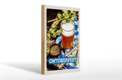 Produktbild von Holzschild Reise 20x30cm  Bier Glas Weizen