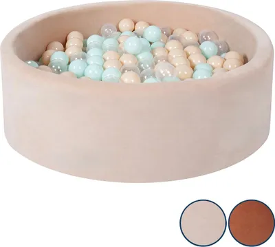 Produktbild von Bällebad Baby ab 1 Jahr mit 300 Bällen – 90x30 cm Schaumstoff Bällepool – Weicher Velours Bezug Waschbar – Kinder Bällebad