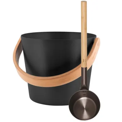 Produktbild von SET> Rento Saunakübel + Saunakelle aluminium SCHWARZ