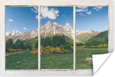 Produktbild von MuchoWow® Poster Ausblick - Felsen - Blumen 120x80 cm - Bilder