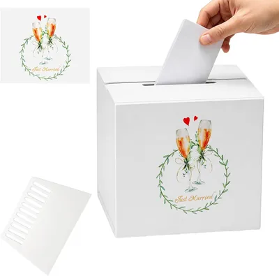 Immagine prodotto di Scatola per biglietti da matrimonio, in cartone bianco, dimensioni 21 x 21 x 21 cm