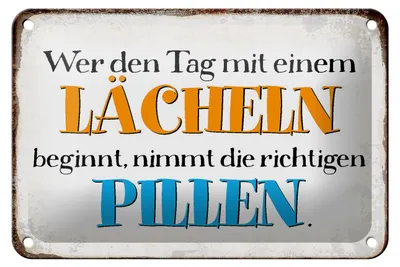 Produktbild von Blechschild Spruch 18x12cm wer den Tag mit einem Lächeln