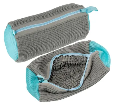 Zdjęcie produktu dla Dwa worki do prania butów, 39x19 cm, szare, zapobiegające deformacji, siatka do prania sneakersów, wielokrotnego użytku