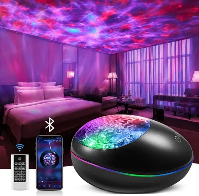 Produktbild von LED Sternenhimmel Projektor 8 Lichtfarbe Dimmbar Galaxy Ozeanwelle Nachtlicht Bluetooth Musik Lautsprecher