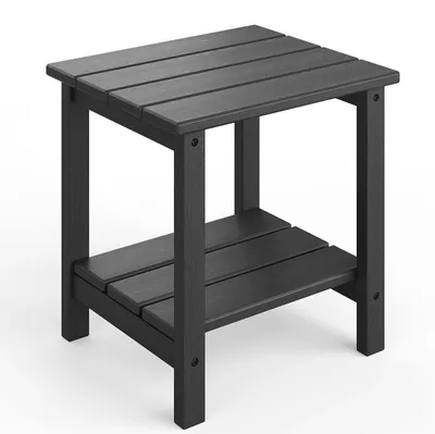 Image de Table d'appoint d'extérieur - Table de jardin 45x39 cm - 2 niveaux - Résistante aux intempéries - Structure en bois - Pour terrasse, balcon, jardin et intérieur - Noir