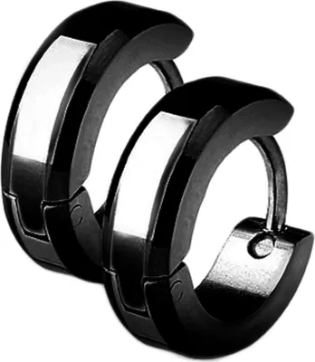 Produktbild von viva-adorno Ø 13mm Damen Herren Ohrringe Creolen Edelstahl schwarz schmal ER93