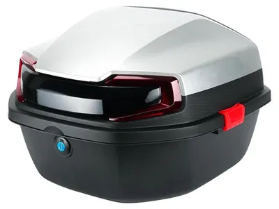 Image de Coffre de rangement arrière pour moto avec bandes réfléchissantes