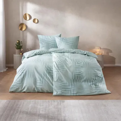 Produktbild von Estella Feinflanell Bettwäsche Brunico eisblau 135x200 cm + 80x80 cm