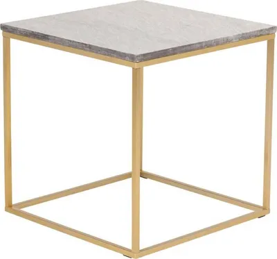 Image de FURNLUX Table basse Estelle Marble Grey Und Gold 50cm / Hauptfarbe : Grau / Abmessungen : 50 x 50 x 50 cm
