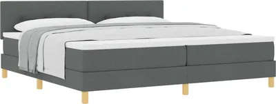 Obrázek produktu pro vidaXL Skříňová postel s matrací tmavě šedá 200 x 200 cm látka