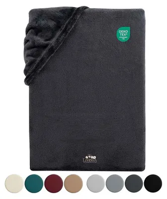 Produktbild von Livessa Spannbettlaken 140x200 cm Cashmere Touch – Kuschelig Warmes Bettlaken & Spannbetttuch, Rundumgummizug, Anthrazit