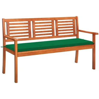 Image de banc de jardin 3 places avec support 150 cm en bois massif d'eucalyptus