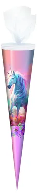 Produktbild von Schultüte / Zuckertüte / 70cm / rund / "Einhorn"