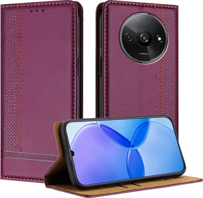 Obrázek produktu pro Pouzdro pro Xiaomi Redmi A3 kožené flipové pouzdro s funkcí stojánku Fialová